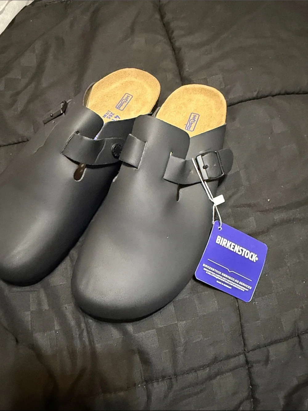 Birkenstock Men’s Boston Clog in Black with Natural Footbed